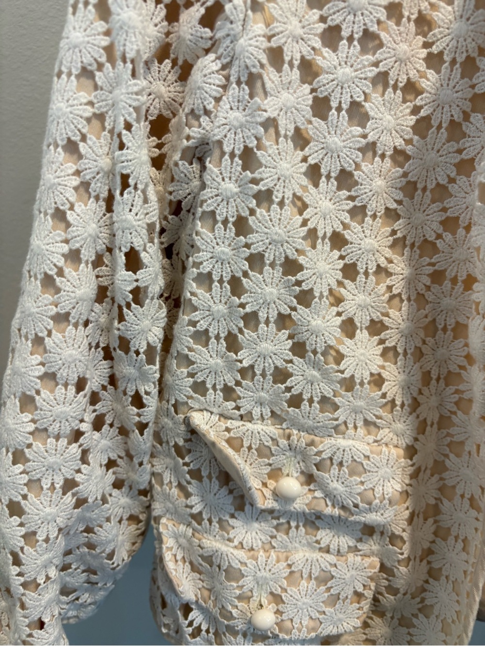 Talbots Cream Floral Lace Crochet Blazer - Picture 2 of 2